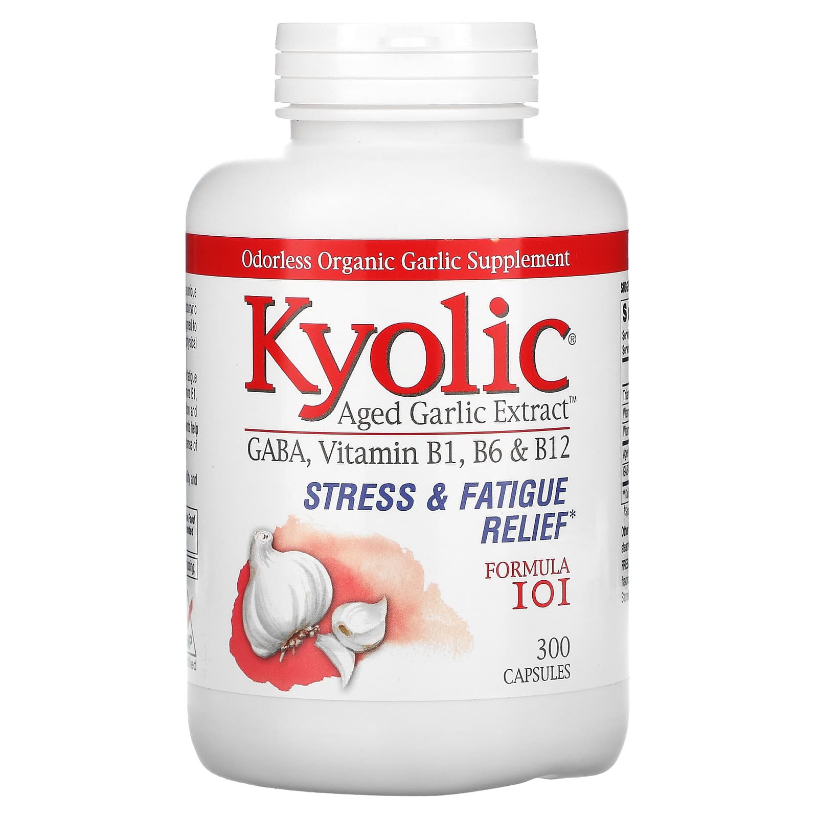 Kyolic, Aged Garlic Extract With Gaba B1 B6 B12 Formula 101, 300 Capsules UPC 023542101431 | HiLife Vitamins